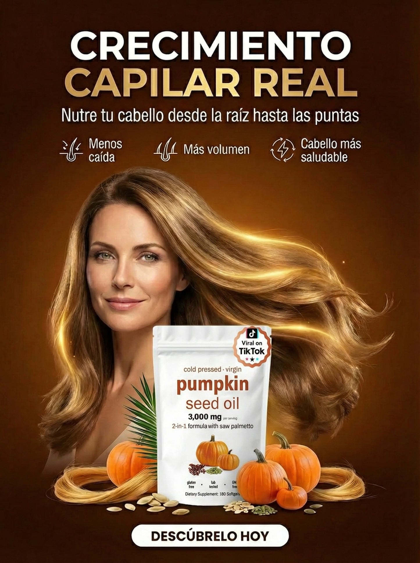 PUMPKIN SEED OIL - Crecimiento y densidad capilar Semillas de Calabaza