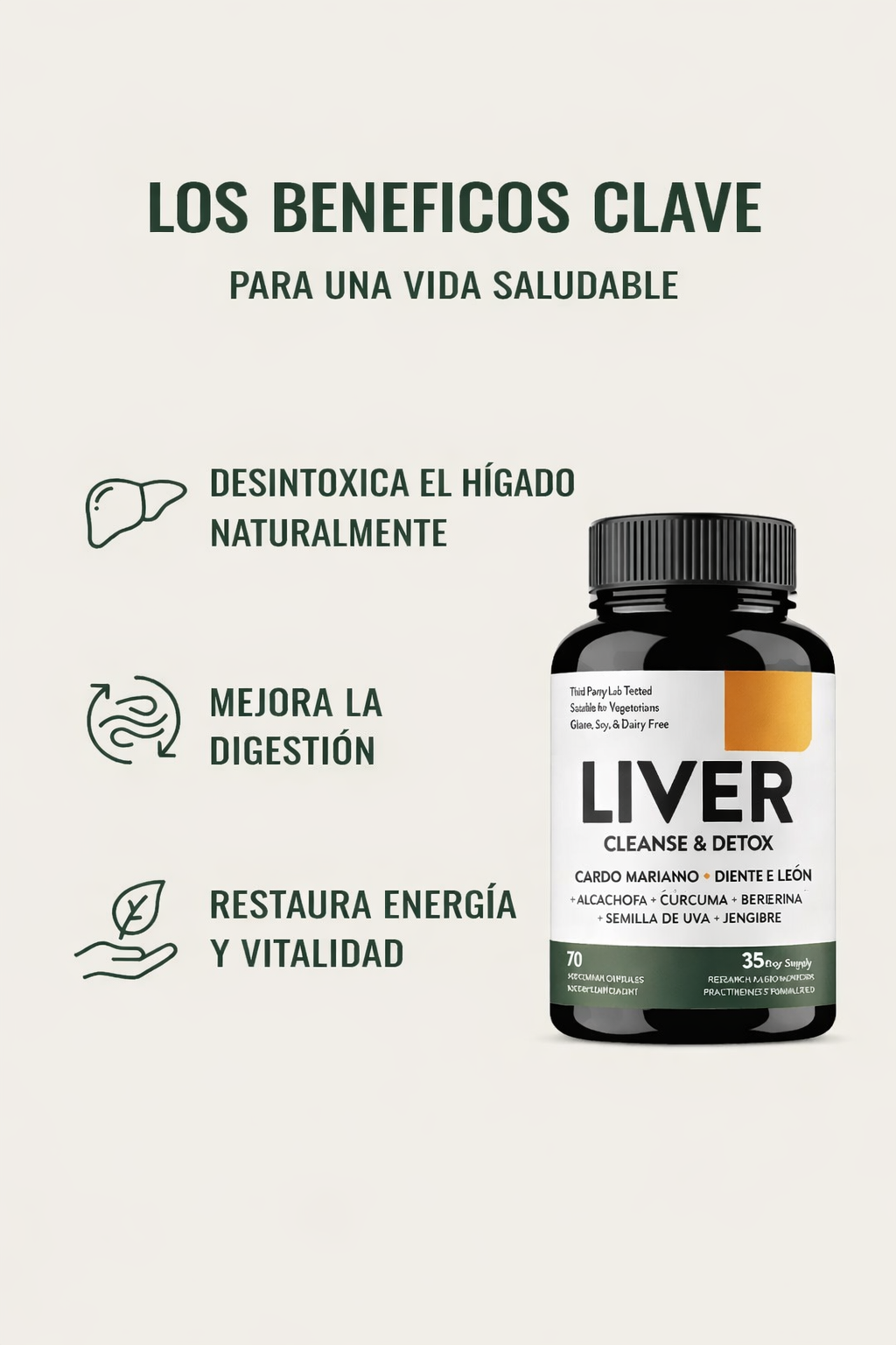 Soporte Natural para el Hígado con Cardo Mariano y Diente de León